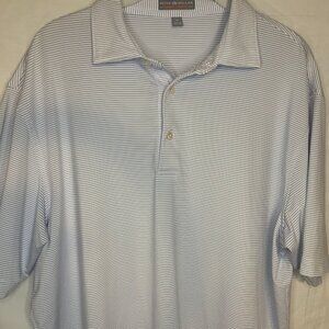Peter Millar Summer Comfort‎ Golf Polo Shirt Mens M White/Blue Stripe